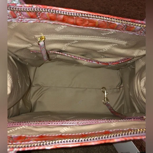 NWT-Brahmin-Caroline Satchel-Flirty Ombré Melbourne-Croc Embossed Leather-$345 - Picture 12 of 14